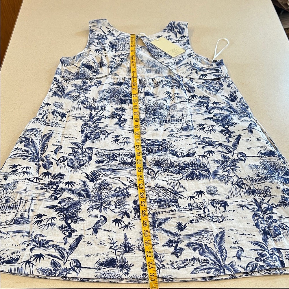 Joie Horse Toile Dress Envelope Cut Out Back Short Sleeveless Blue & White NWT - Picture 14 of 17